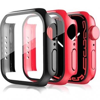 [2 Pack] Compatible con Apple Watch Series 7 45 mm Funda, Ultra Delgada PC Carcasa rígida con protector de pantalla, Resistente a arañazos Funda para iWatch 7 Case