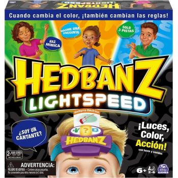 Juego de Mesa Hedbanz Lightspeed - Juego de Adivinanzas para Niños y Familias, con Luces y Sonidos, 2-6 Jugadores, Edad Recomendada 6 Años en