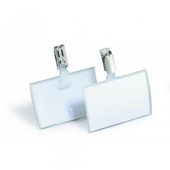 Portanombres Click Fold Durable con clip, 54 x 90 mm, paquete de 25 unidades