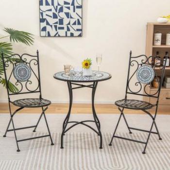 Mosaic Pattern Heavy-Duty 3-Piece Outdoor Bistro Set