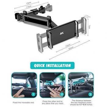 AHK Soporte Tablet Coche, Tablet para Coche Reposacabezas con Apoyo 360 Rotación para 4,4~11 Pulgadas iPad, iPhone, Galaxy Tab, Huawei Mediapad, Nintendo Switch et d'autres Smartphones