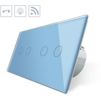 LEDBOX Interruptor táctil + remoto, 4 botones, frontal azul