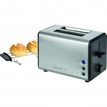 Tostadora Compacta Clatronic TA 3620, 850W, Acero Inoxidable para 2 Rebanadas