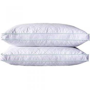 Amazon Brand - Umi Almohada Elevada Hotel Almohadas de Plumas y Plumón Encaje Suave Funda 100% Algodón Pack de 2 Natural 46x66x5cm