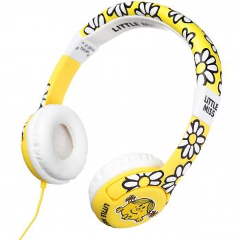 Mr Men, Little Miss and Friends MM0162 - Auriculares de diadema cerrados junior con función de seguridad de limite de volumen a 85 db para niños entre 3 y 7 años, diseño Little Miss Sunshine amarillo