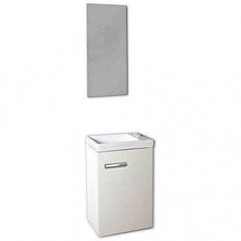 Baikal 24010011 Muebles de Baño Lavabo y Espejo, de una Puerta, Ideal para aseos o baños pequeños, Melamina 16, Blanco Mate, cm