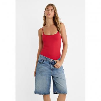 Stradivarius Red XL Bodysuit with Thin Straps