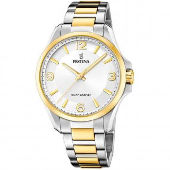 Festina Solar Energy F20657/1 Reloj de Hombre Acero Inoxidable 316L Plateado Bicolor