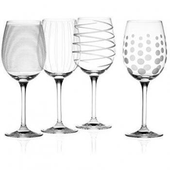 Mikasa Juego de Copas de Vino Blanco Cheers Crystal, 450 ml, plateadas, 4 unidades