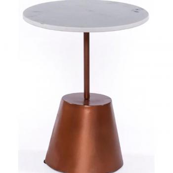 Mesa auxiliar de mármol y metal con diseño contemporáneo de 40x40x50 cm