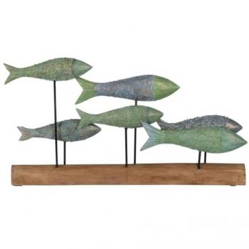Figura Decorativa Verde Natural Peces 56 x 7 x 31 cm