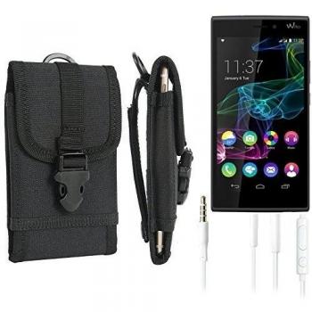 bolsa del cinturón / funda para Wiko Ridge 4G, negro + Auriculares | caja del teléfono cubierta protectora bolso - K-S-Trade