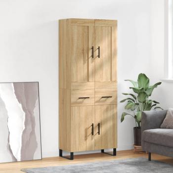 Aparador alto de madera contrachapada color roble Sonoma 69,5x34x180 cm