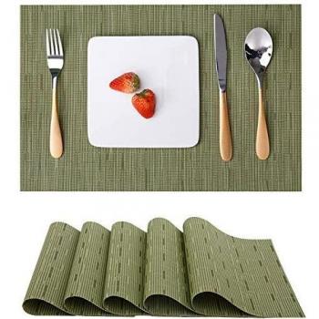 Myir JUN Salvamanteles Individuales Juego de 6, Lavables Manteles Individuales Plásticos de Vinil de Esteras, Resistentes al Calor Antideslizante Fácil de Limpiar y Impermeable 30x45cm