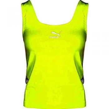PUMA Classics Logo Tank Camiseta De Tirantes, Mujer, Sunny Lime, XS