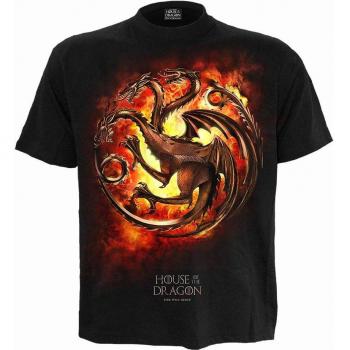 House of the Dragon Dragon Flames T-Shirt Size L - Black Front Print