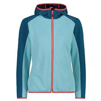 CMP Women's Striped Jacquard Hooded Jacket - Light Blue/Red - Size M