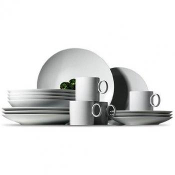 Thomas Loft - Vajilla de Porcelana de 16 Piezas, 4 Platos de Desayuno, 4 Platos Llanos, 4 Platos hondos y 4 Tazas, Color Blanco