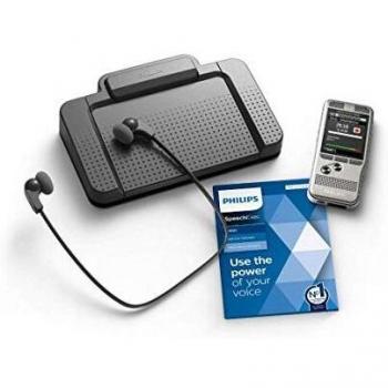 Kit de Dictado y Transcripción Digital Philips DPM6700 con Grabadora Pocket Memo, 16 GB, Software SpeechExec y Pédale de Control