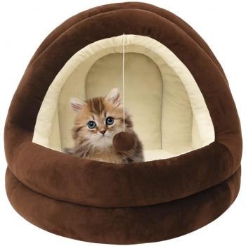 Cama para gatos color marrón y crema 50x50x45 cm
