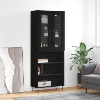 Aparador alto de madera contrachapada negro 69,5x34x180 cm