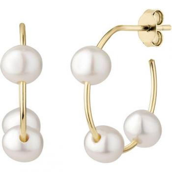 Ear Candy - Pendientes aros Milou de plata de ley bañado en oro 18k con perlas naturales