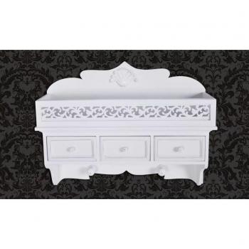 Estante de pared con 3 cajones y 2 ganchos, color blanco, marca Vidaxl