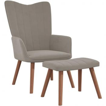 Sillón relax con reposapiés en terciopelo gris claro