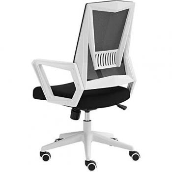 Hbada Silla de Oficina Silla de Escritorio ergonómica con Soporte Lumbar, apoyabrazos fijos y Respaldo, Silla de computadora de Malla Transpirable para el hogar, Blanco