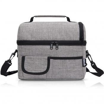 PuTwo Térmica Porta Alimentos 8L Hermética Bolsa Térmica Plegable Bolso Nevera Térmica Tela Bolsas Térmicas para Llevar Comida Nevera Almuerzo para Adulto Mujer Niños Trabajo Oficina Playa Viaje -Gris