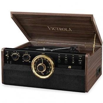 Victrola Empire Centro Musical 6-en-1 con Tocadiscos Bluetooth y CD - Color Expresso