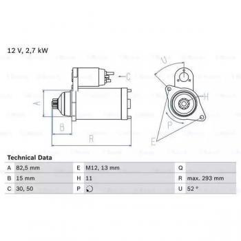 Motor de Arranque Bosch 986018751 - Tipo: Motor de arranque, Marca: Bosch, Número de pieza: 0 986 018 751