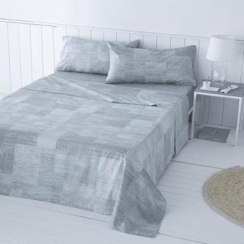 Juego de Sábanas Sella Gris Microfibra Hipoalergénica para Cama de 150 x 190/200 (Incluye Sábana Encimera, 2 Fundas de Almohada y Sábana