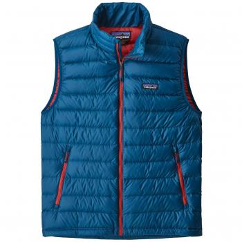 Patagonia Down Chaleco para Hombre, Big Sur Blue W/Fire Red, L