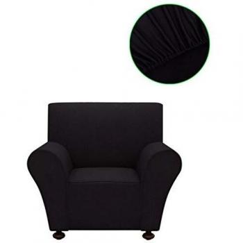vidaXL Funda Elástica de Sillón de Poliéster Negra Cubierta de Sofá de 1 Plaza