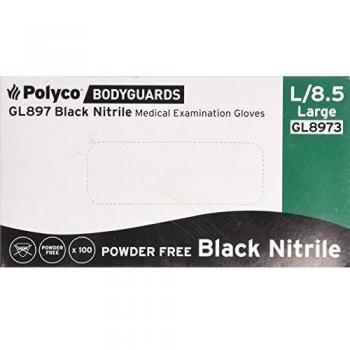 Guantes desechables de nitrilo GL8973 BodyGuard, sin polvo, tamaño L, Negro, 100 piezas