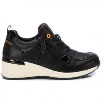 Zapatillas Deportivas Bajas para Mujer con Cordones y Cremallera Lateral - Modelo Refresh 172280 en Negro, Talla 38 EU