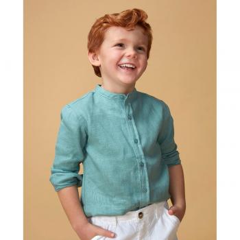 Camisa cuello mao verde para niño de Gocco