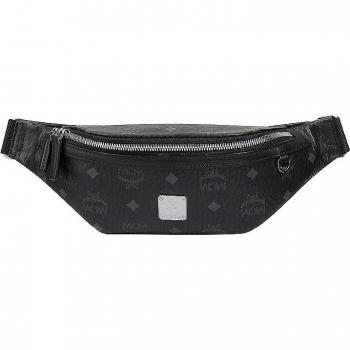 MCM Fursten Small Black Belt Bag in Visetos