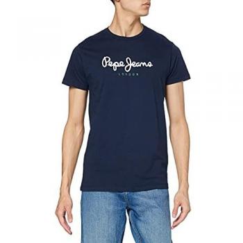 Pepe Jeans Eggo Navy Logo T-Shirt for Men - Short Sleeve Regular Fit XS