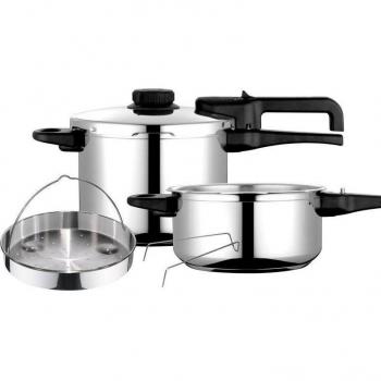 Fagor Dual Xpress Set de Ollas a Presión 6L + 4L, Apta para Inducción, Cocción Express Super Rápida, Acero Inoxidable 18/10, Compatible con