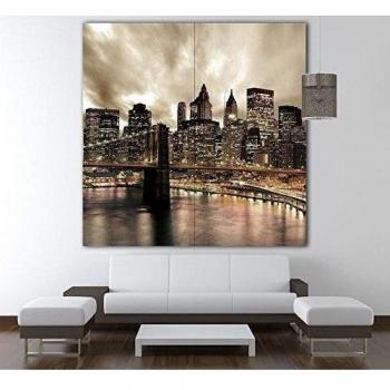 Quadro moderno Lupia Wall 160 x 160 cm 4 Tele 80 x 80 cm Citta 'Bridge at night