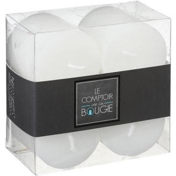 COMPTOIR - JUEGO DE 4 VELAS VOTIVAS BLANCAS RÚSTICAS