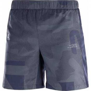 SALOMON Agile 7'' Shorts para Running, Poliéster, Hombre, Azul/Gris