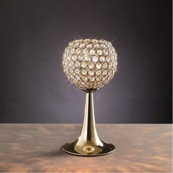 Lámpara de mesa Ava con 2 bombillas en oro y cristal