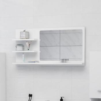 Espejo de Baño con Repisas Aglomerado Blanco 90x10.5x45 cm