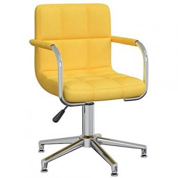 Silla de oficina giratoria de tela amarilla mostaza