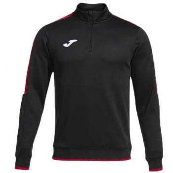 Sudadera de running Joma Olimpiada hombre negra y roja con media cremallera, talla 3XL