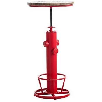 Mesa Auxiliar Ruhr Industrial Regulable en Altura con Estructura de Metal y Tapa de Madera Color Rojo
