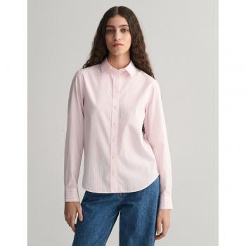 Camisa de mujer Gant Regular Fit de popelina a rayas rosa